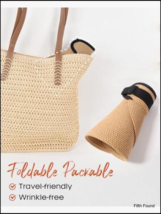 Straw Sun Visor Hat with UPF 80+ Protection, Adjustable Fit, Packable main image 6